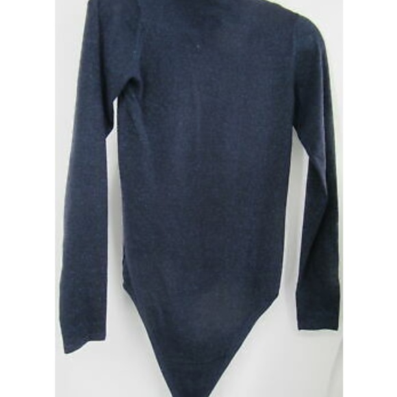 TUXE blue metallic knit turtle neck bodysuit size small - Picture 3 of 4